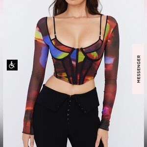 House of CB Mischa Printed Longsleeve Corset